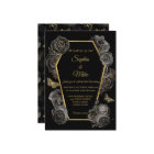 Black & Gold Roses Coffin Gothic Elegant Wedding 