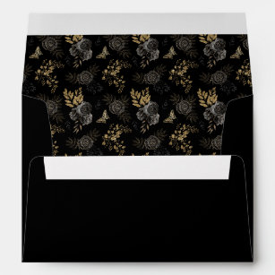 Black & Gold Roses Elegant Gothic Wedding  Envelope