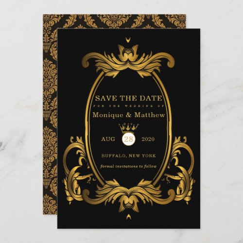 Black Gold Royal Wedding Save The Date Cards
