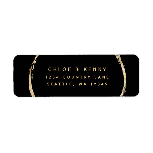 Black  Gold Rustic Circle Frame Return Address Label