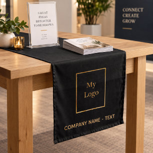 Black gold salon business logo short table runner