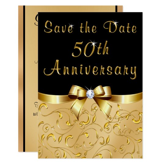 Black, Gold Save the Date 50th Wedding Anniversary Invitation