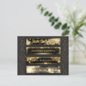 Black Gold Save the Date Elegant Birthday Party Announcement Postcard (Standing Front)