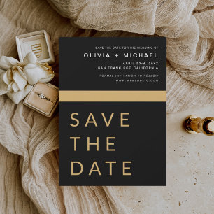 Black Gold Save the Date Elegant Gold 
