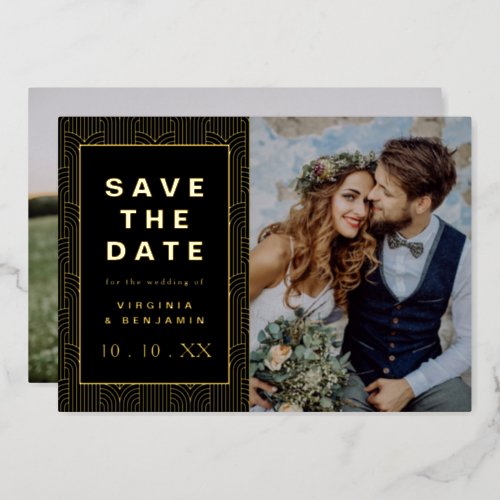 Black Gold Save The Date Foil Photo Card