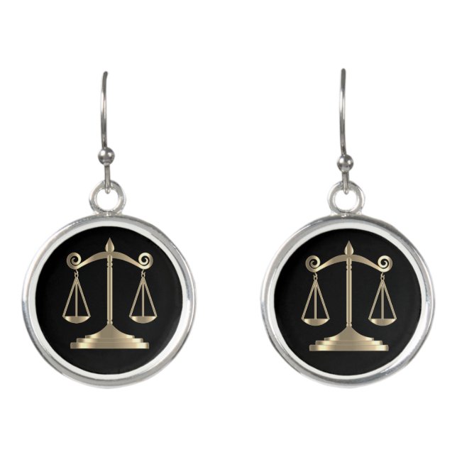 Black & Gold | Scale of Justice | Lawyer Earrings (Front)