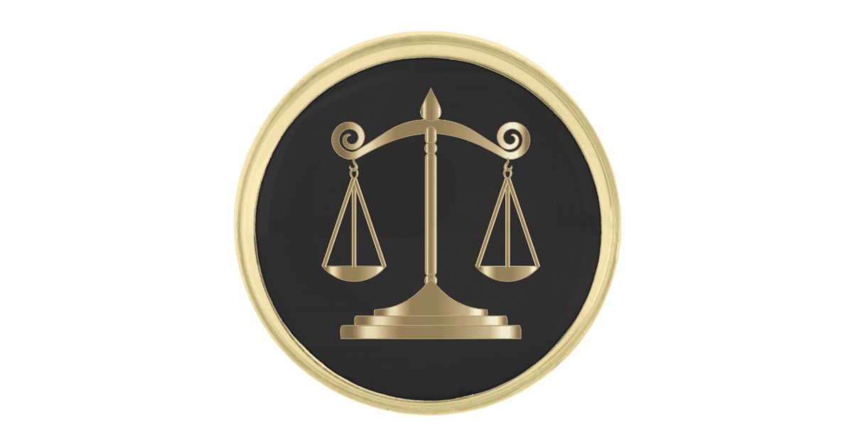 Black & Gold | Scale of Justice | Lawyer Gold Finish Lapel Pin | Zazzle.com