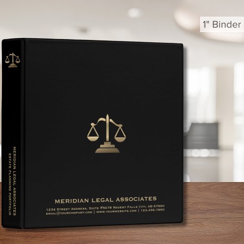Black Gold Scales of Justice Estate Planning 3 Ring Binder