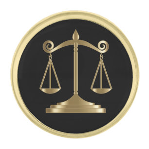 Black & Gold   Scales of Justice   Lawyer Finish Lapel Pin