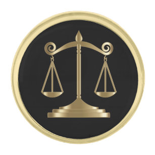 Black & Gold   Scales of Justice   Lawyer Gold Finish Lapel Pin
