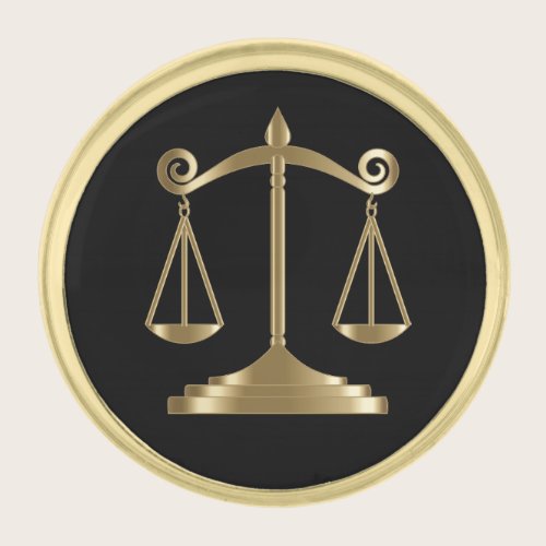 Black & Gold | Scales of Justice | Lawyer Gold Finish Lapel Pin