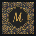 Black Gold Scallop Pattern Art Deco Monogram Faux Canvas Print<br><div class="desc">Elegant Black Gold Scallop Pattern Art Deco Monogram Canvas Print has a modern design that looks elegant for your wall or give as a gift. Great to add to any decor. Personalize it.</div>