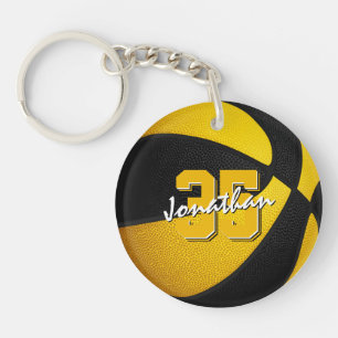 black gold school club team colors basketball keychain