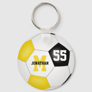 black gold school colors boys girls sports soccer keychain