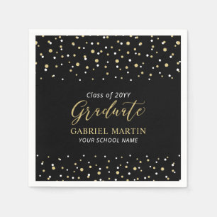 Black & Gold School Graduation Ceremony Party  Napkins