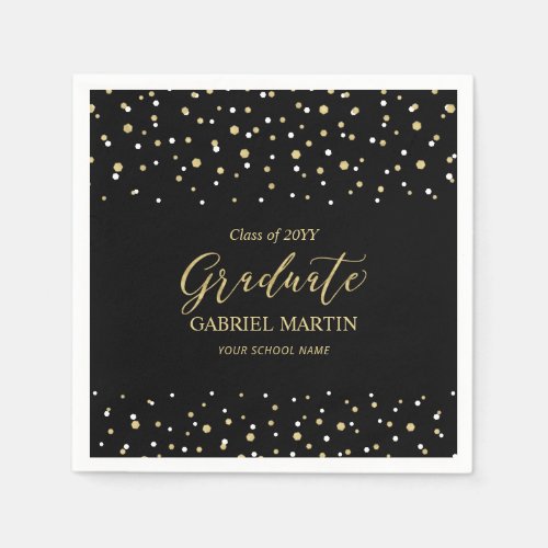 Black  Gold School Graduation Ceremony Party  Napkins