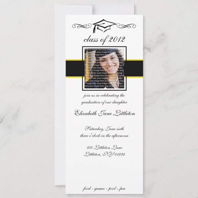 Black & Gold School Graduation Invitations (Front)