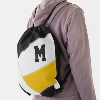 black gold school spirit boys girls volleyball drawstring bag