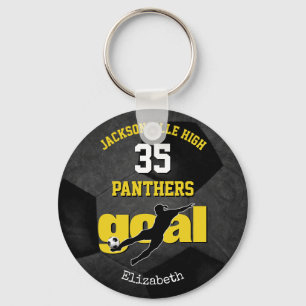 black gold school team gifts girls soccer keychain