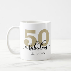 Black Gold Script 50 and Fabulous Birthday Coffee Mug