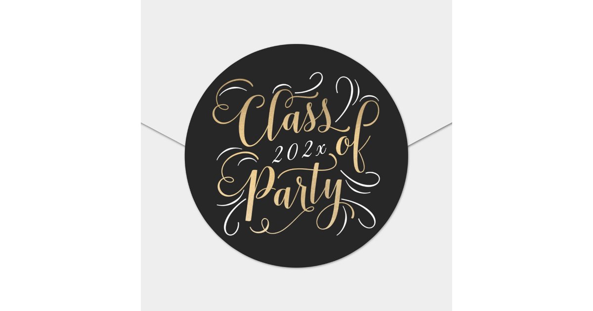 Black Gold Script Class of 2026 Graduation Party Classic Round Sticker ...