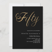 Black gold script elegant 50th birthday luxury invitation | Zazzle