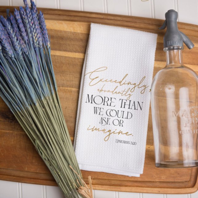 Black Gold Script Ephesians 3:20 Bible Verse Kitchen Towel (Creator Uploaded)