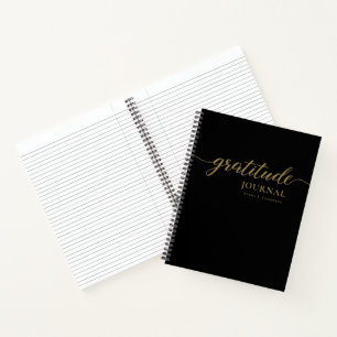 Black gold Script Gratitude Journal Personalized