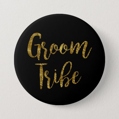 Black  Gold Script GroomTribe Button