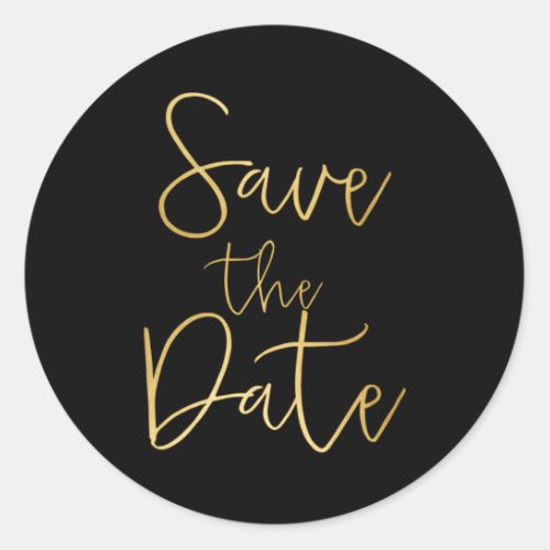 Black  Gold Script Type SAVE THE DATE Sticker