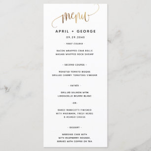 Black Gold Script Typography Wedding Menu