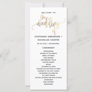 Black Gold Script Typography Wedding Program