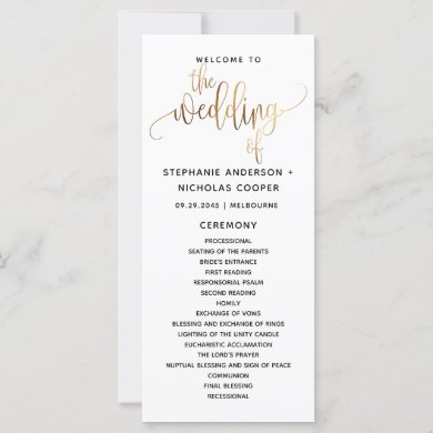 Black Gold Script Typography Wedding Program