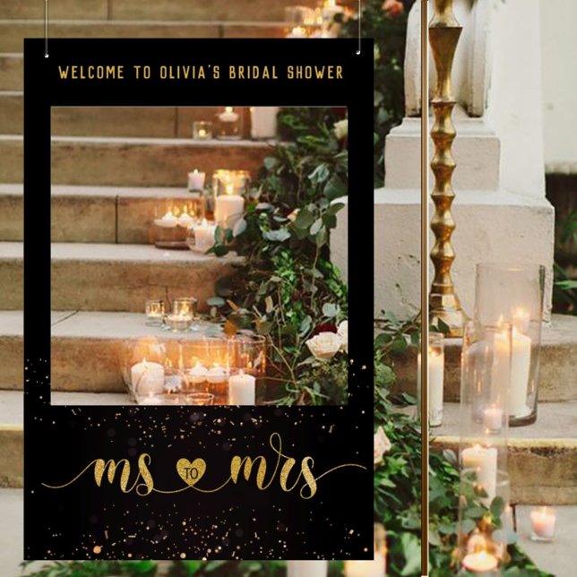 Black Gold Selfie Photo Prop Frame Bridal Shower  Foam Board (Creator Uploaded)