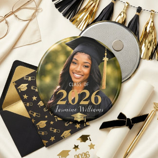 Black Gold Senior Portrait Graduation Style Magnet