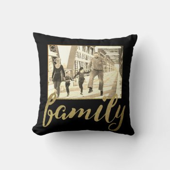 Black Gold Sepia Family Photo Throw Pillow by MaggieMart at Zazzle