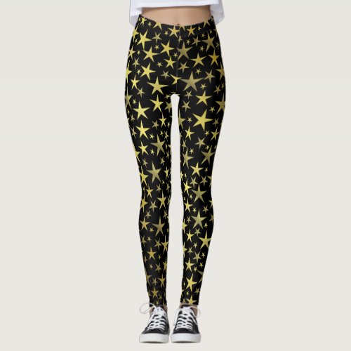 blackgoldshiny bright star color decoration leggings