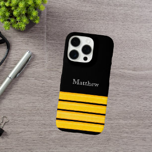 Black gold ship captain stripes iPhone 16 pro case
