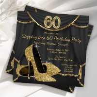 Black Gold Shoe Stepping into 60 Birthday Party