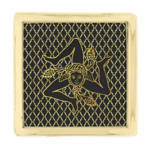 Black Gold Sicilian Trinacria Finish Lapel Pin