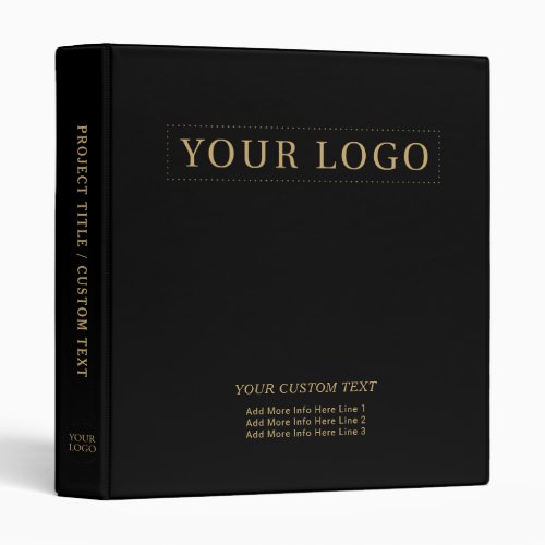 Black  Gold Simple Business Logo Promotional 3 Ring Binder