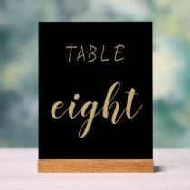 Black Gold Simple Modern Cute Table Number Acrylic Sign