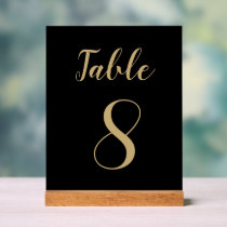 Black Gold Simple Modern Cute Table Number Acrylic Sign