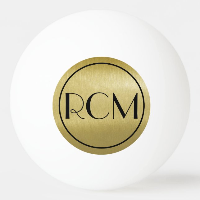 Black Gold Simple Sophisticated Monogram   Ping Pong Ball (Front)