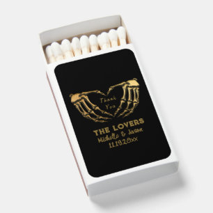 Black Gold Skeleton Gothic Hands Love Heart Shape Matchboxes