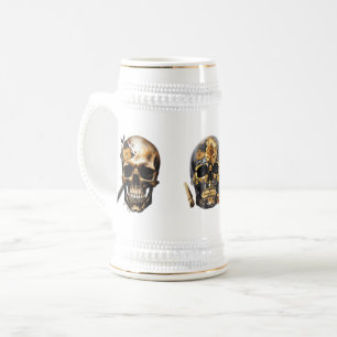 Black & gold skull mug 