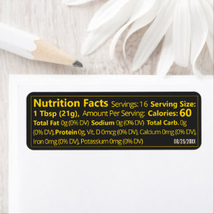 Black & Gold Small Honey Nutrition Facts Label