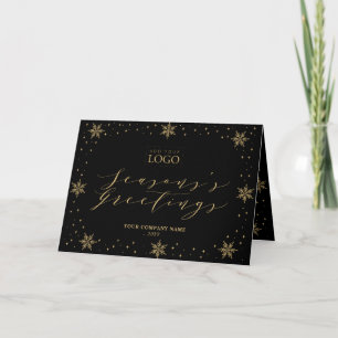 Black & Gold Snowflake Christmas Holiday Logo Card