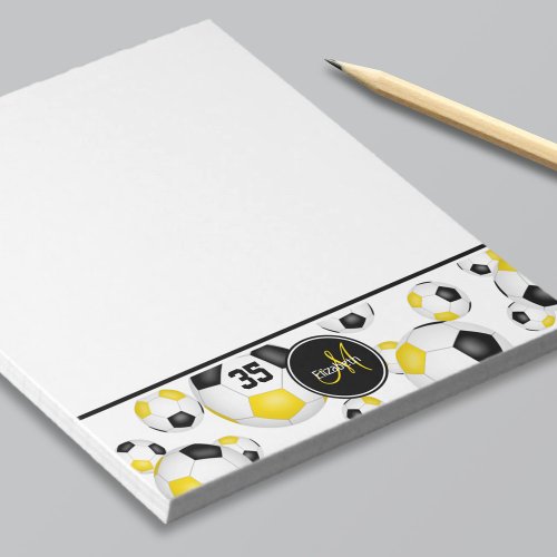 black gold soccer balls pattern accent notepad