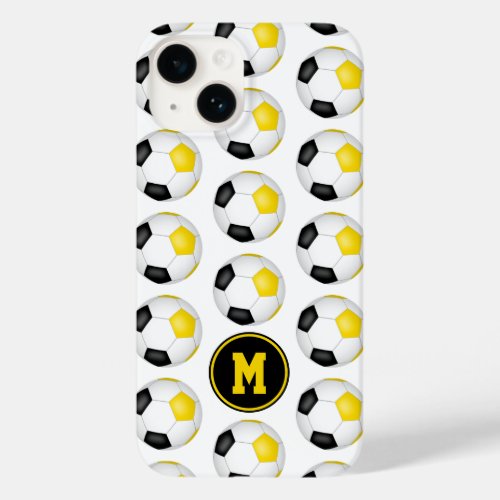 black gold soccer balls pattern monogrammed Case_Mate iPhone 14 case